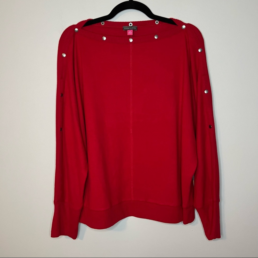 Women’s new Vince Camuto red button detail sweater size medium M